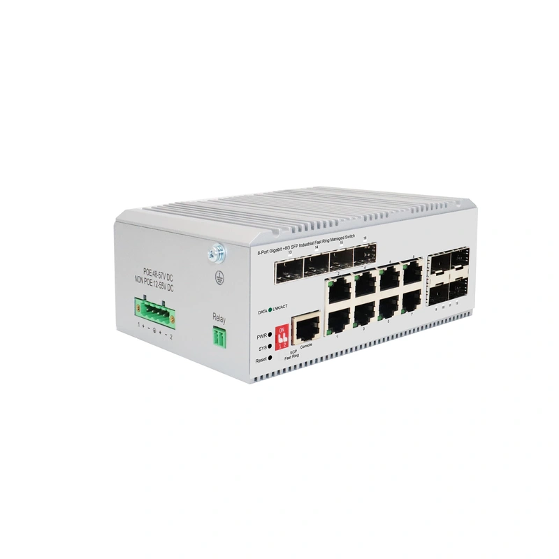 8-Port Gigabit +8G SFP Industrial Fast Ring Managed Switch